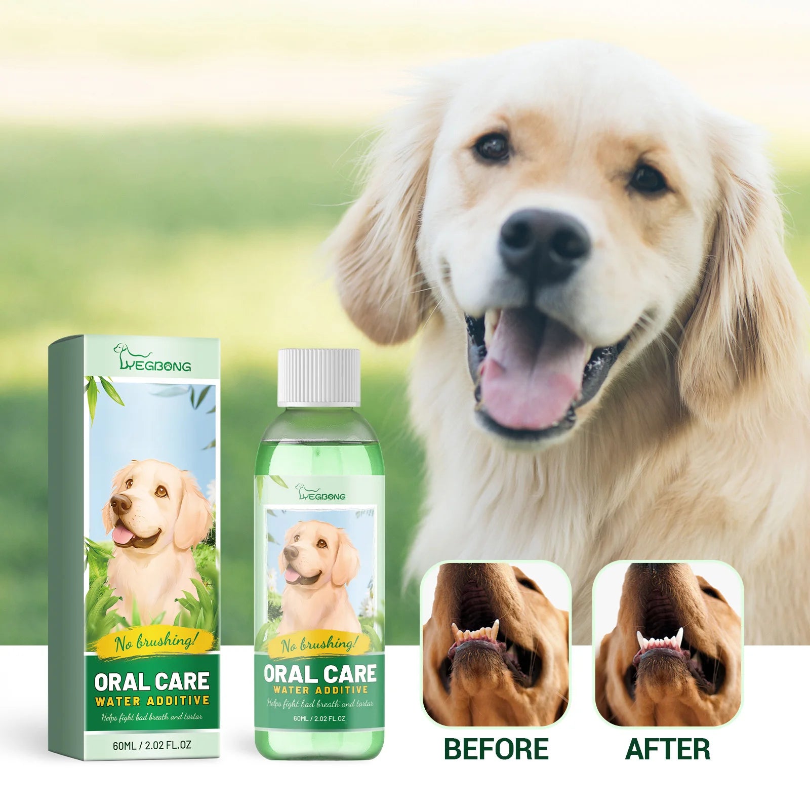 Yegbong 60ml Pet Oral Refreshing Liquid Deodorant Oral Care Bad Breath Remove Cleaning Teeth Stains Mouth Wash Pet Oral Cleanser