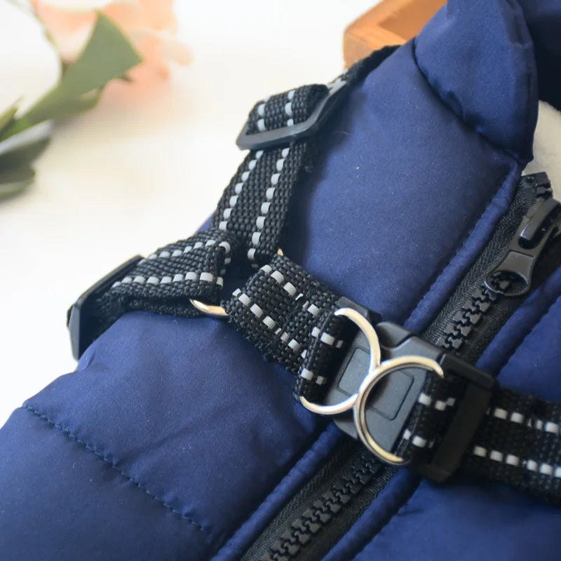 Waterproof Warm Dog Jacket Vest Winter Dog Clothes With Harness French-Bulldog