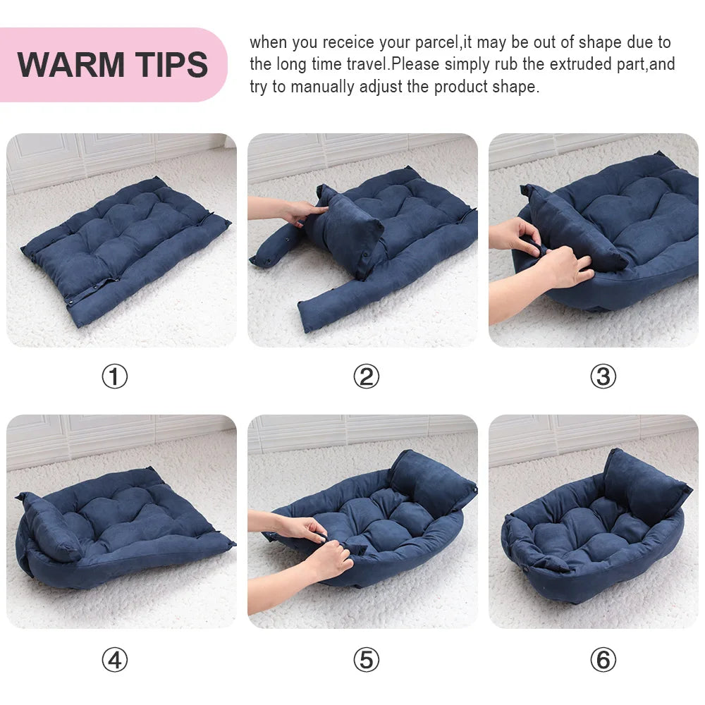 Warm Dog Sofa Bed Winter Pet Dog Cat Bed Sleeping House Kennel Mat