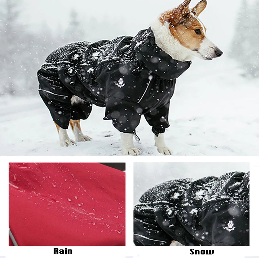 Pet Dog Coat Outdoor Jacket Pet Waterproof Winter Warm Clothes Big Jumpsuit Reflective