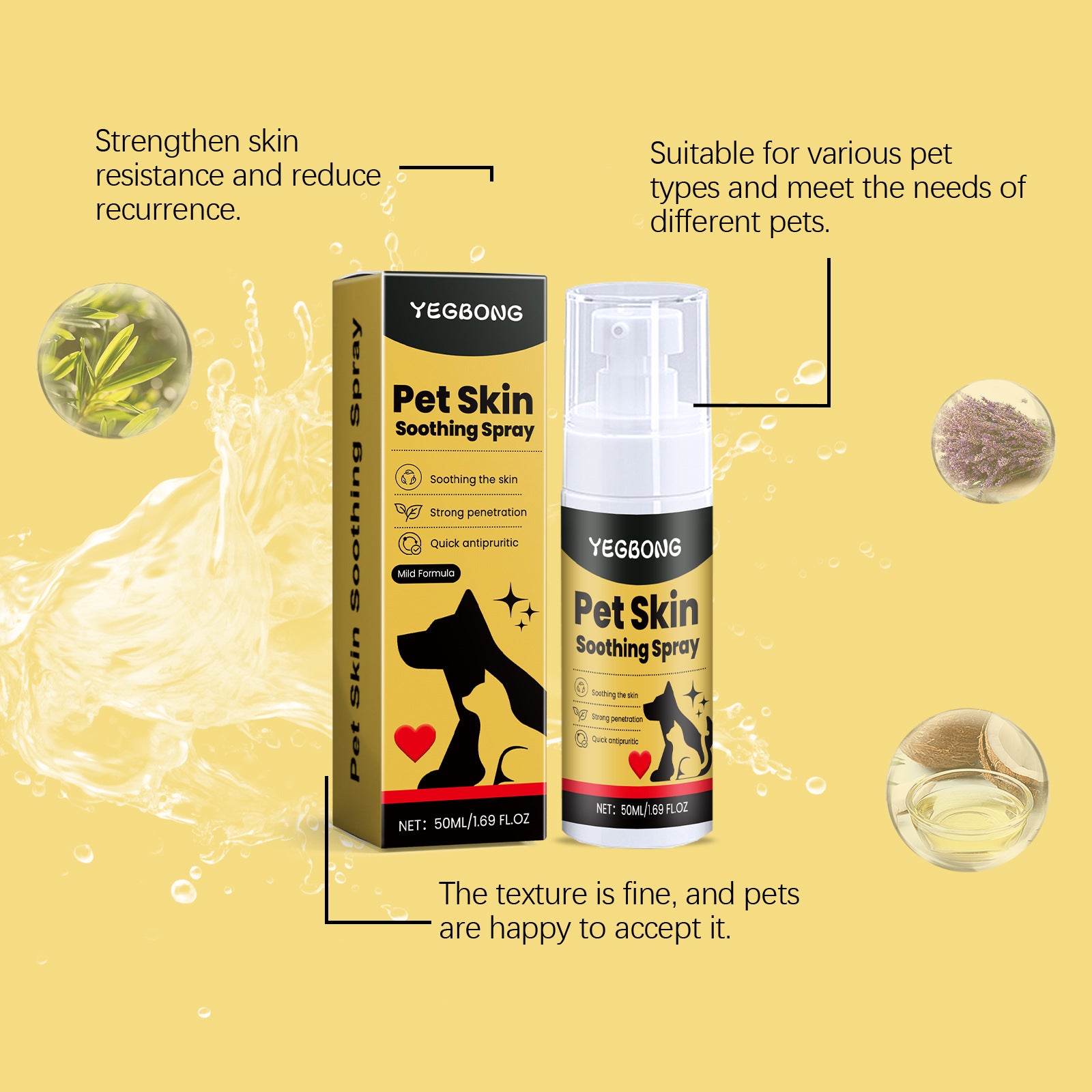 Pet Skin Care Spray Relieve Discomfort for Dogs Cat Flea Lice Control