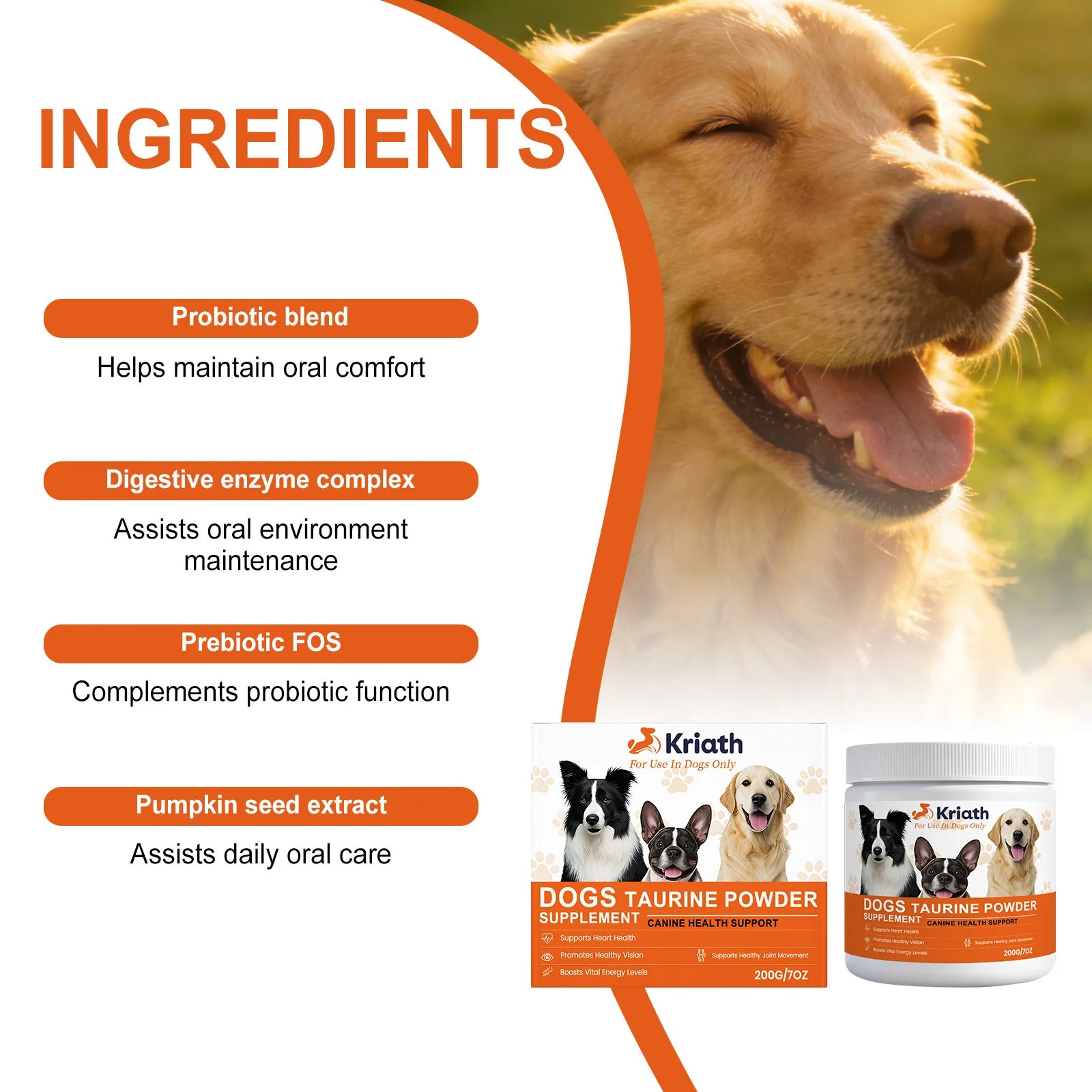 Dogs Taurine Powder Support Heart Health Boosts Vital Energy Levels