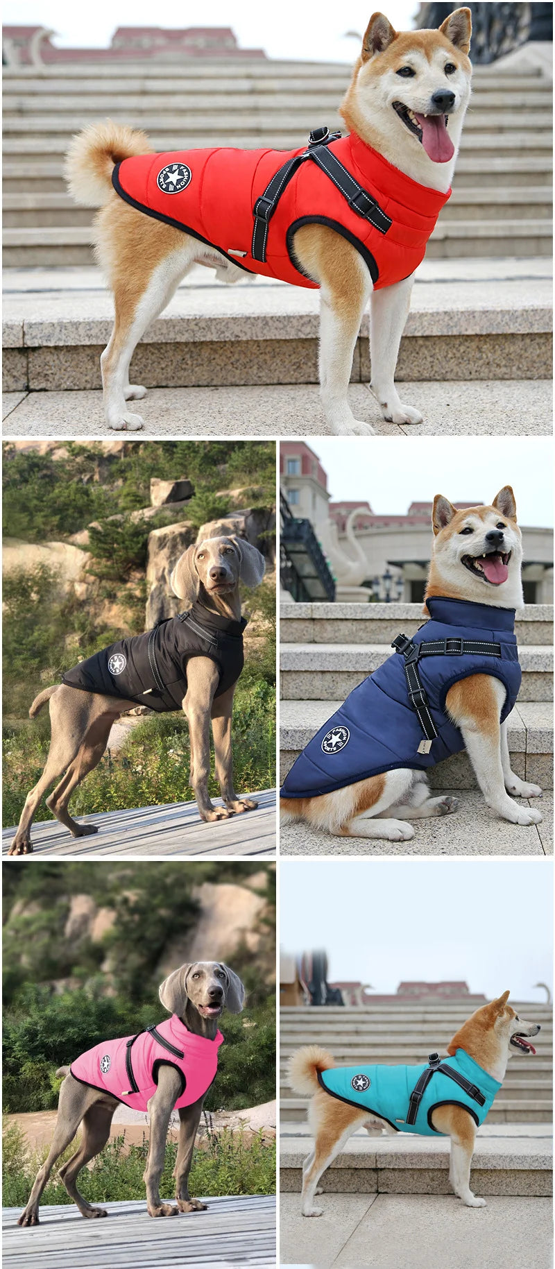Waterproof Warm Dog Jacket Vest Winter Dog Clothes With Harness French-Bulldog
