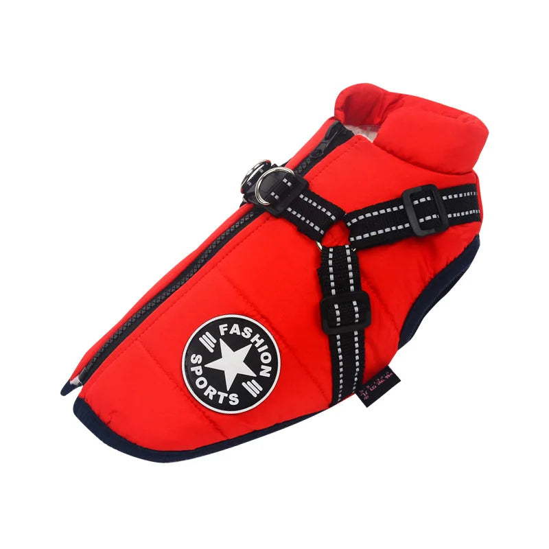 Waterproof Warm Dog Jacket Vest Winter Dog Clothes With Harness French-Bulldog