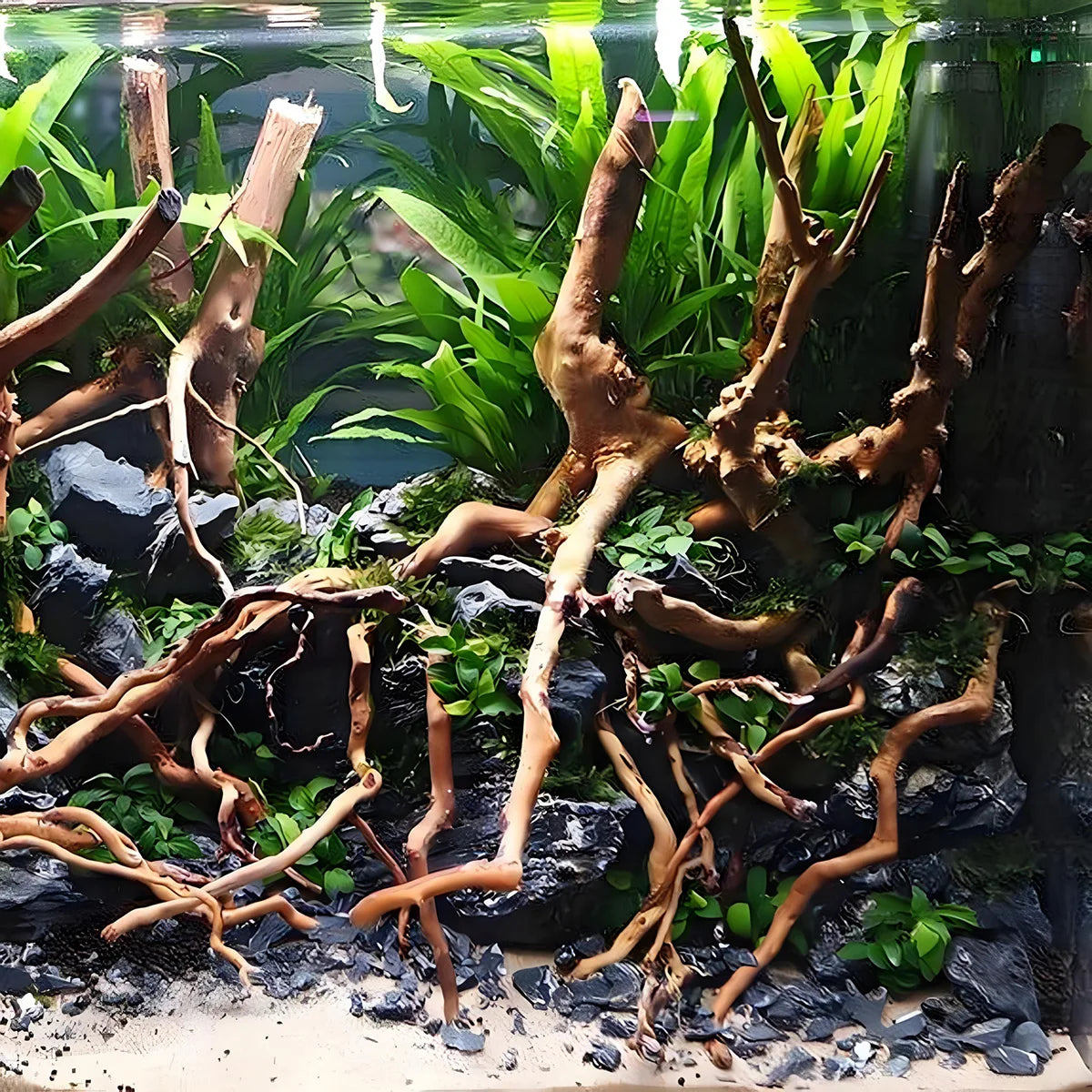27CM Aquarium Decor Micro Landscape Natural Driftwood Root Trunk Tree DIY Home Fish Tank Creative Reptile Cylinder Ornaments