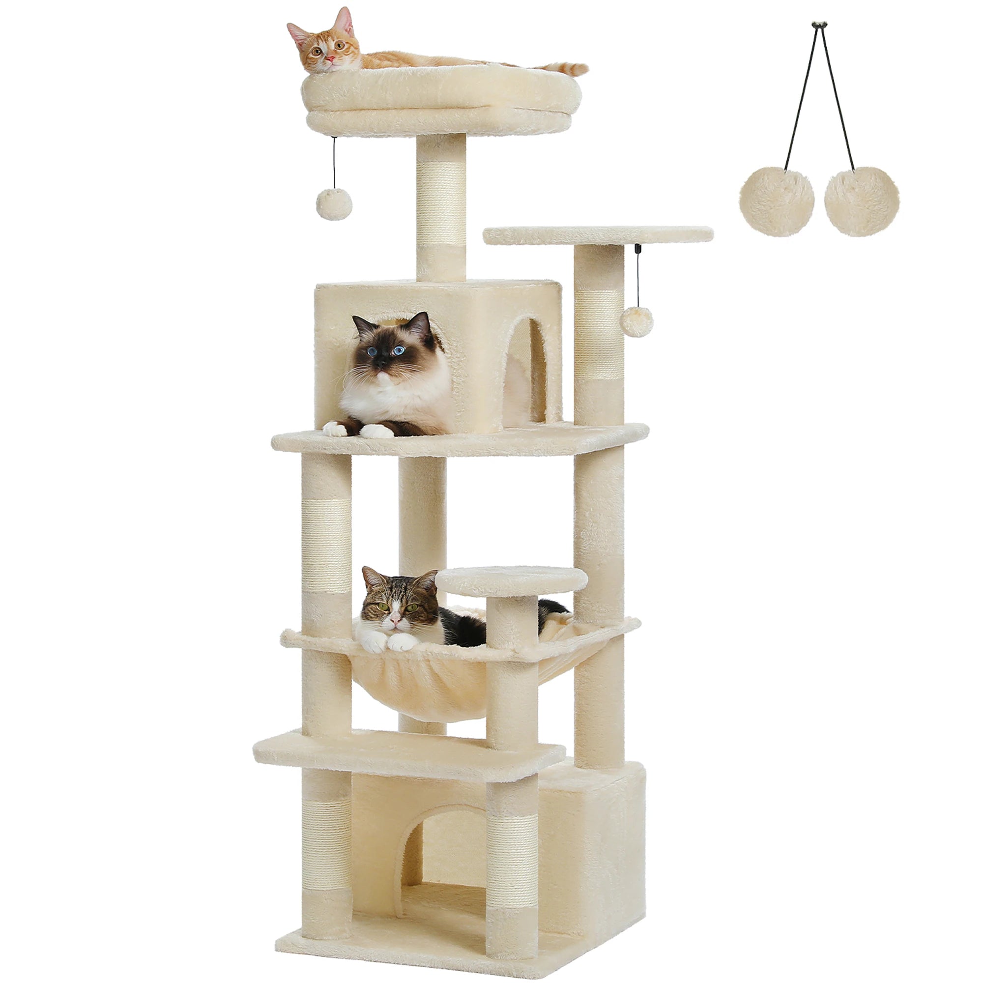 Large Cat Tree and Tower for Indoor Cats With Sisal-Covered Scratching Posts