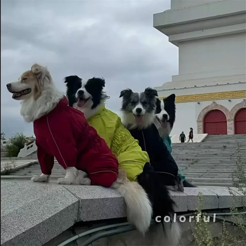 Waterproof Pet Dog Jacket Reflective Rain Dog Coat Red Dog Jumpsuits