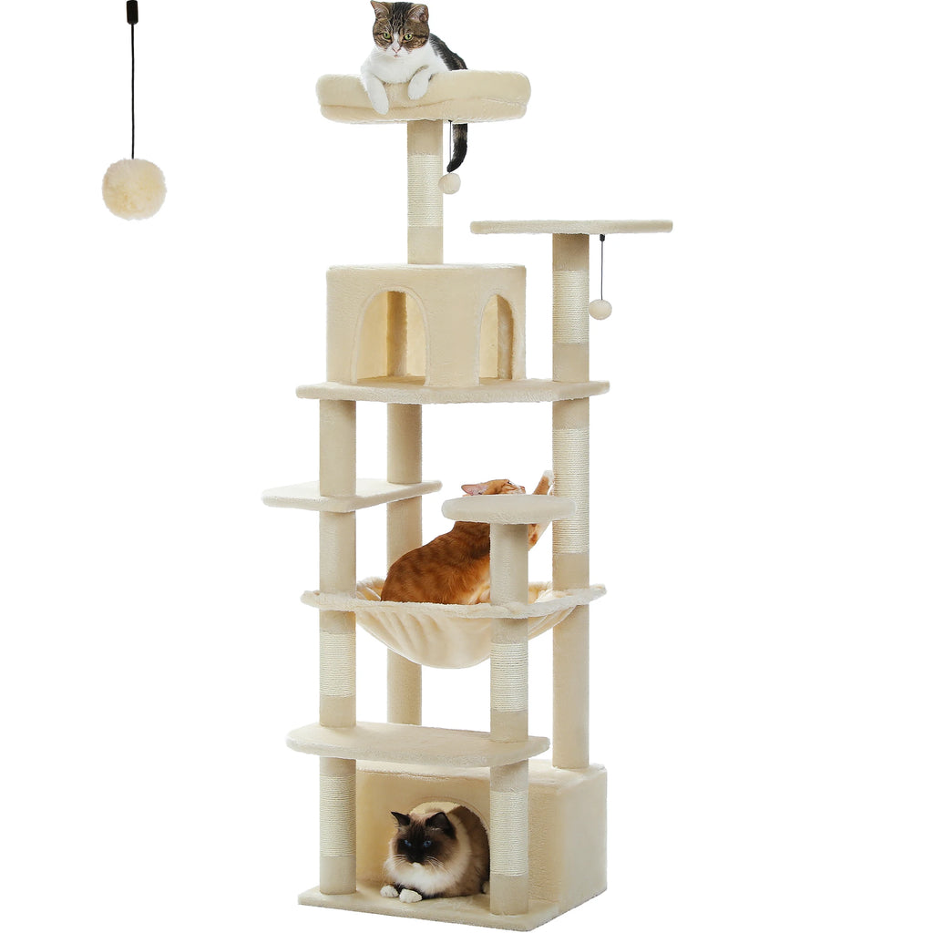 Large Cat Tree and Tower for Indoor Cats With Sisal-Covered Scratching Posts