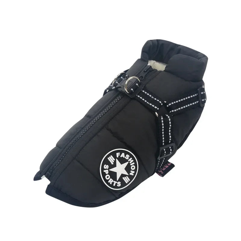 Waterproof Warm Dog Jacket Vest Winter Dog Clothes With Harness French-Bulldog