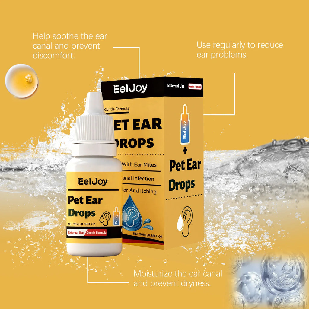 EelJoy Pet Ear Drops for Dog Cat Anti Itch Anti Mite Soothing Skin Moisturizing