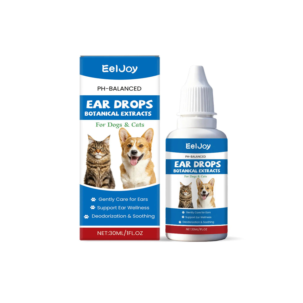 EelJoy Pet Ear Drops Dissolve Ear Wax Odor Remover Anti Itching Natural Non Irritating