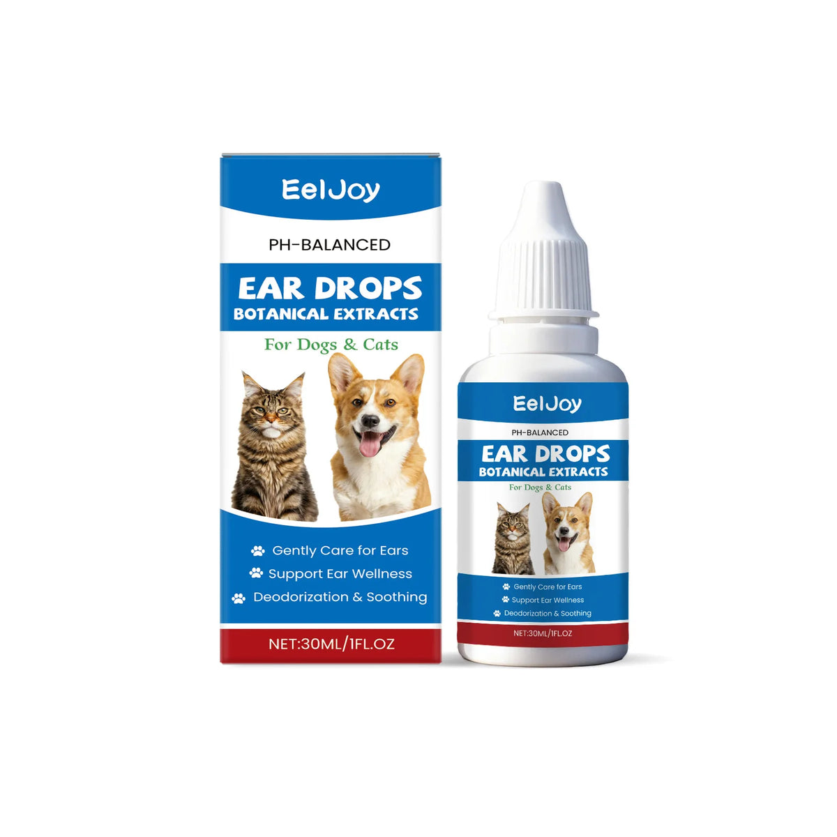 EelJoy Pet Ear Drops Dissolve Ear Wax Odor Remover Anti Itching Natural Non Irritating