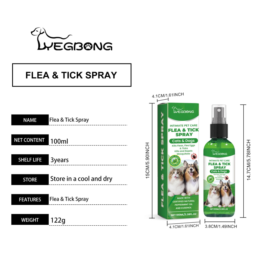 YEGBONG Flea Tick Spray Effective Insect Repellent Eliminate Odor Long Lasting