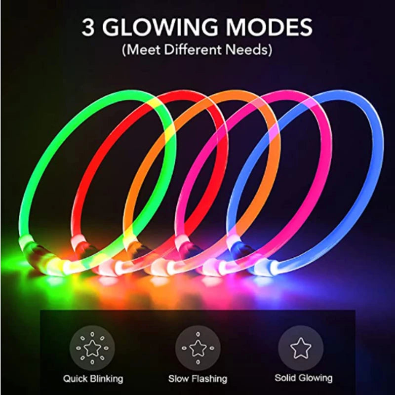 Luminous Dog Collar Light Charge Cat Necklace, Led Fashion Flashing DIY