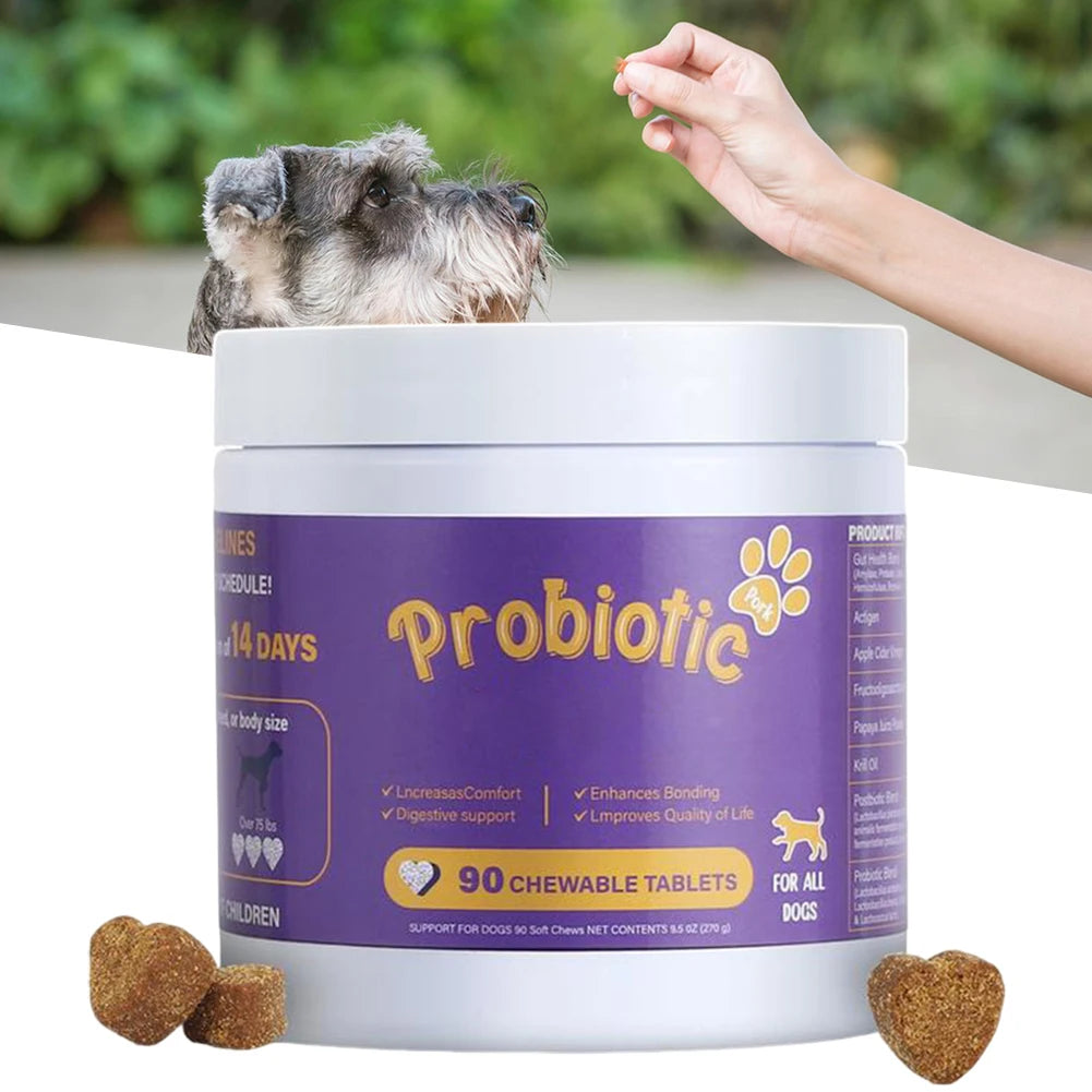 Probiotics Supplements for Dogs 90 Count Digestive Enzymes