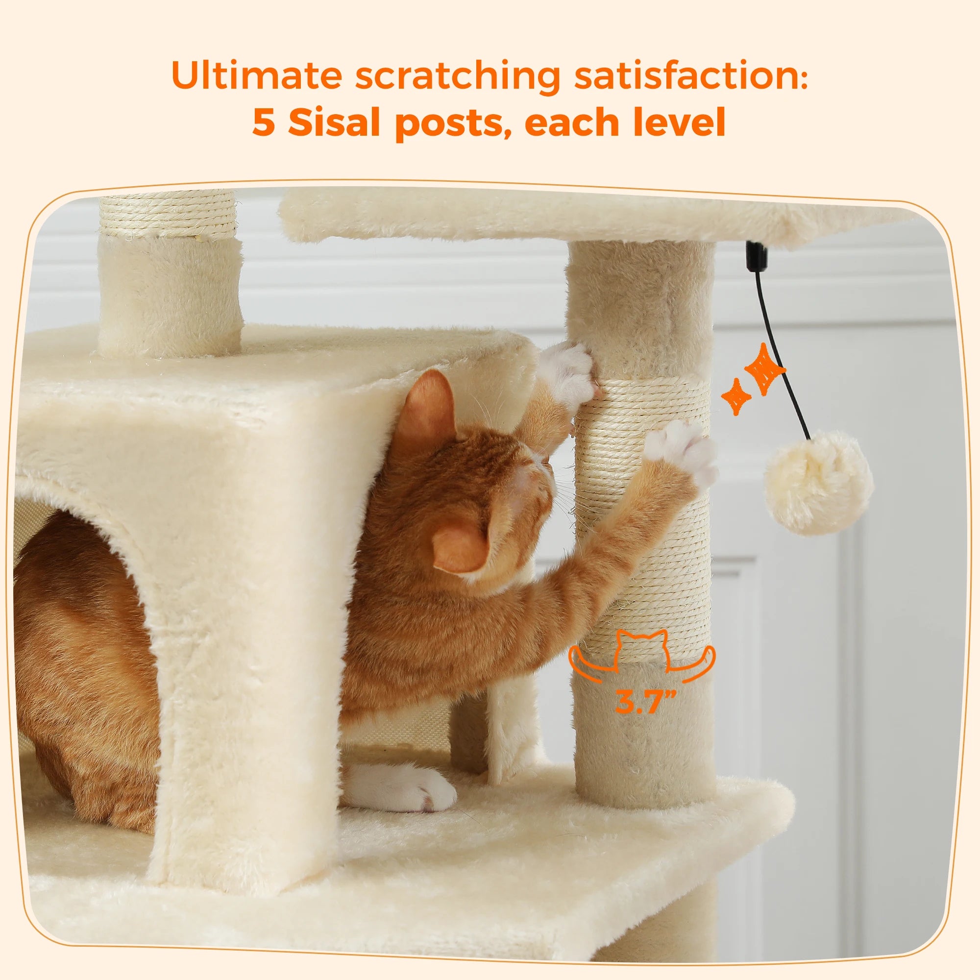 Large Cat Tree and Tower for Indoor Cats With Sisal-Covered Scratching Posts