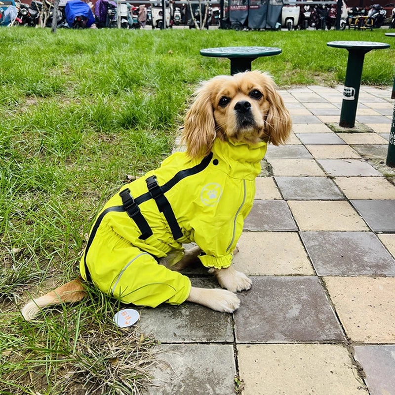 Waterproof Pet Dog Jacket Reflective Rain Dog Coat Red Dog Jumpsuits