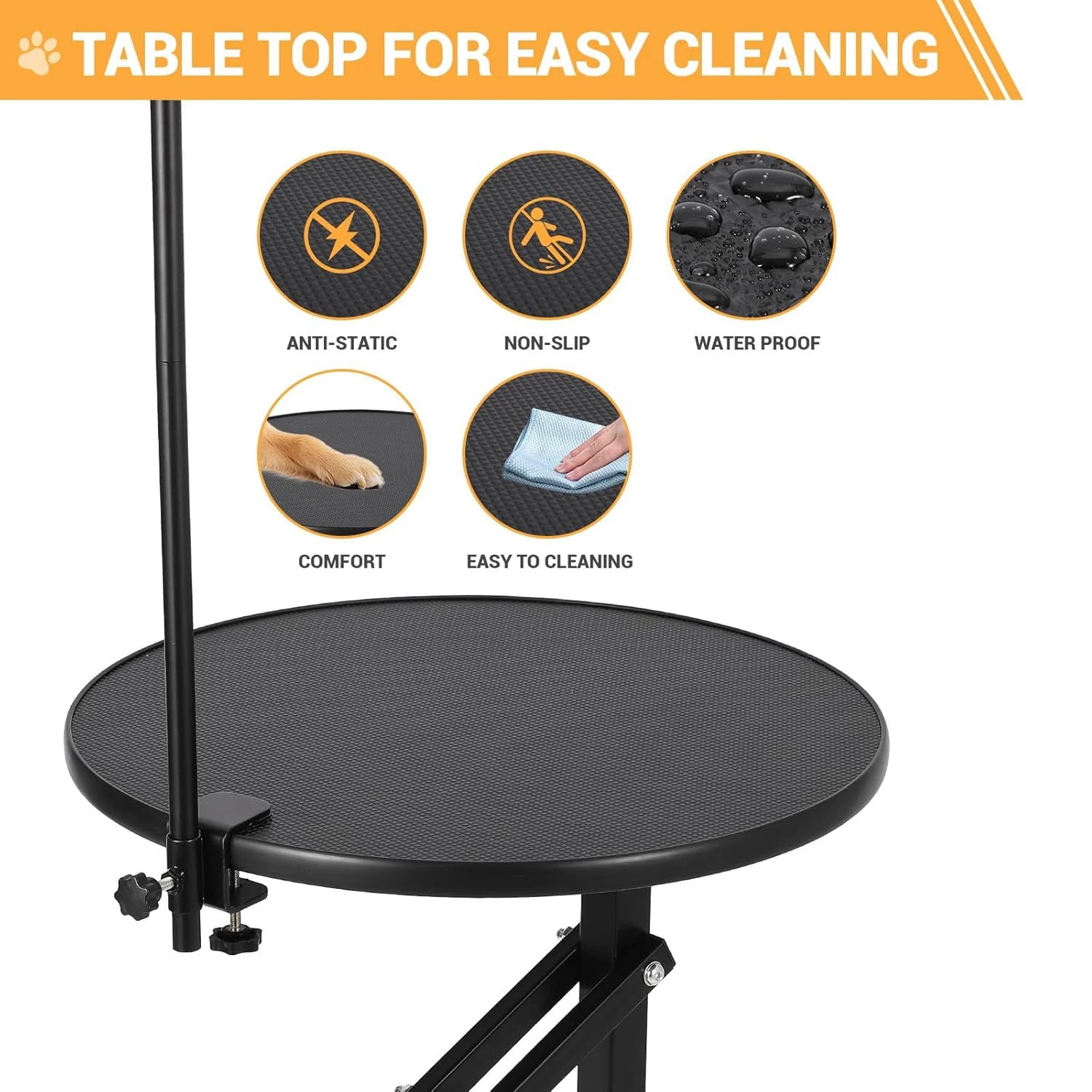 24in Hydraulic Lift Dog Grooming Table 360° Rotating Non-Slip Pet Station For Small Dogs Adjustable Arm Home Grooming Table