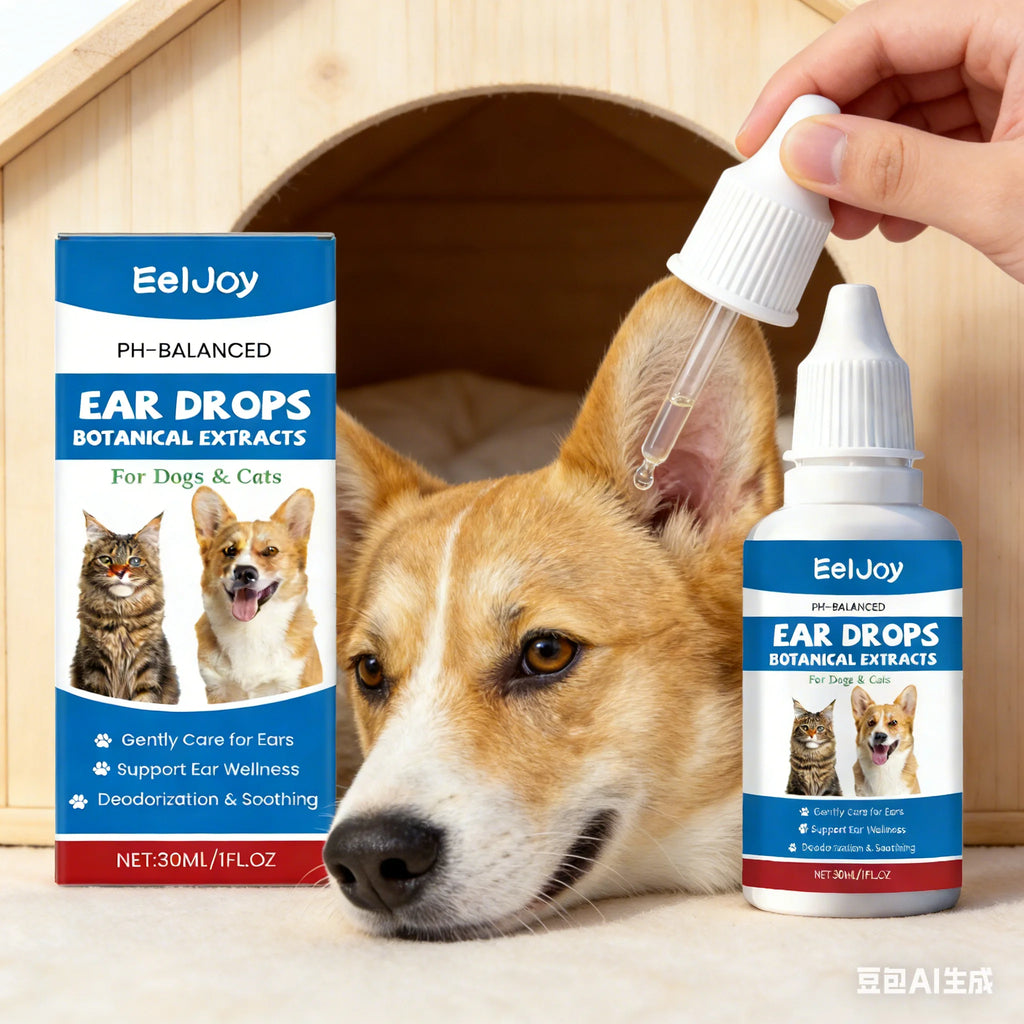 EelJoy Pet Ear Drops Dissolve Ear Wax Odor Remover Anti Itching Natural Non Irritating