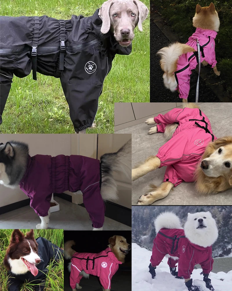Waterproof Pet Dog Jacket Reflective Rain Dog Coat Red Dog Jumpsuits
