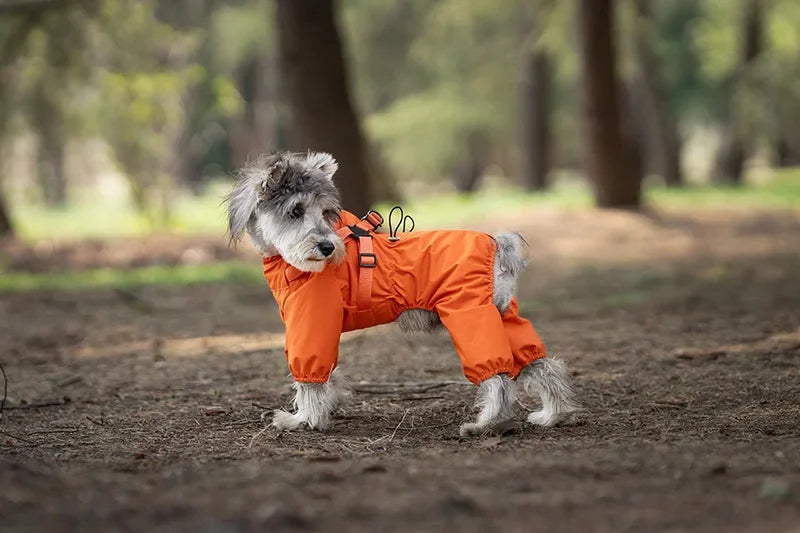 Dog Raincoat with Harness Waterproof Pet Rain Jacket for Small Dogs