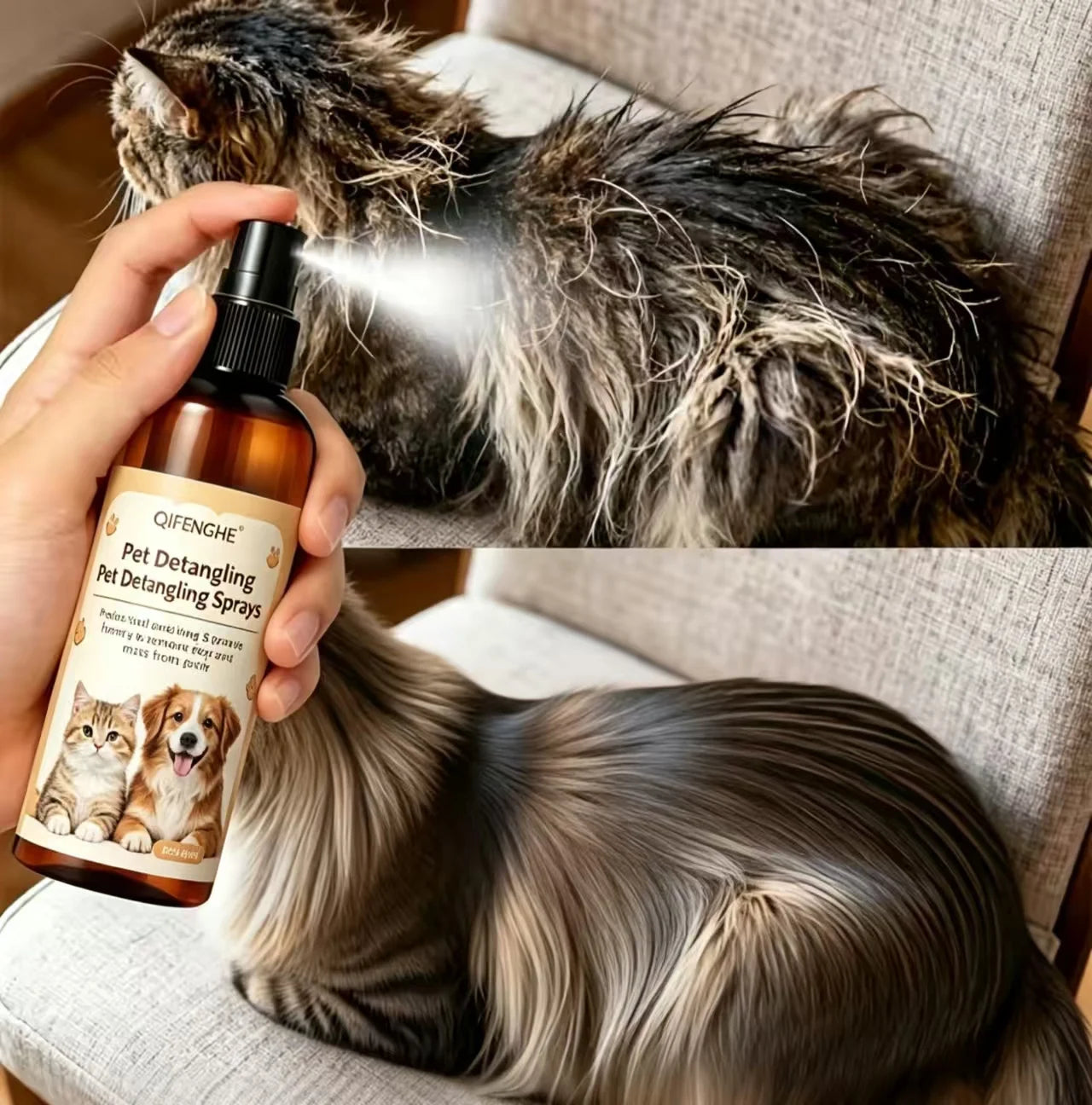 50ML Pet Detangling Spray Professional Leave-in Conditioner for Cats Dogs Anti-Static