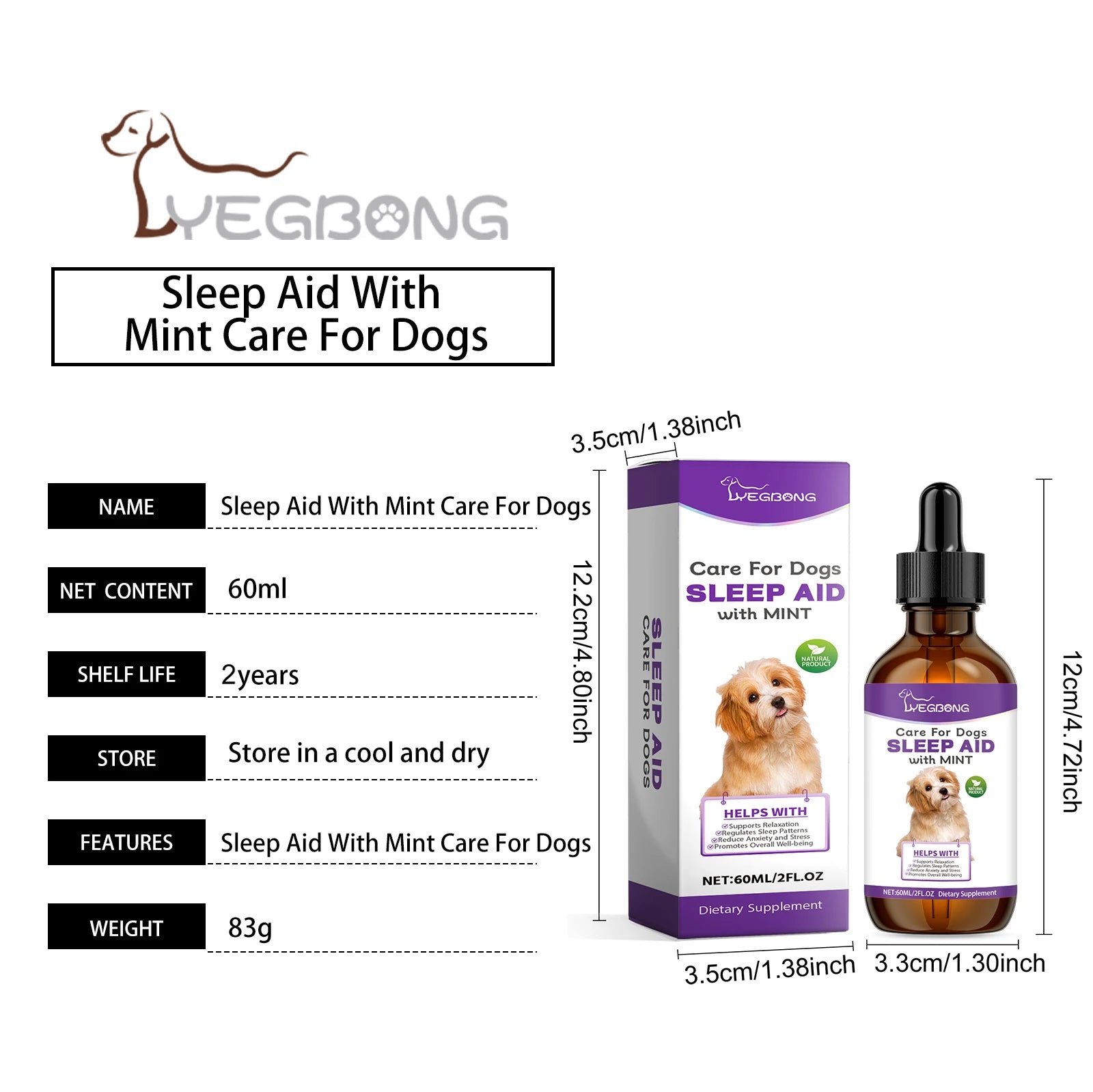 YEGBONG Dog Sleep Support Drops Reduce Anxiety Night Sedation