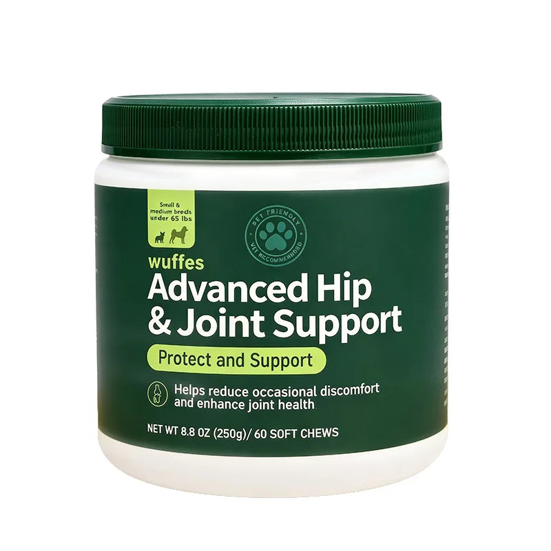 250g Hip Joint Support Chews for Dogs 60 Soft Chews with Glucosamine Chondroitin