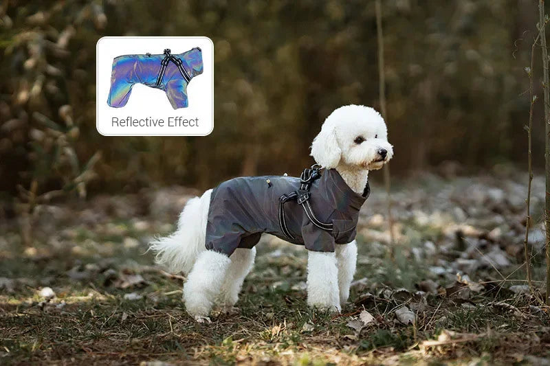 Dog Raincoat with Harness Waterproof Pet Rain Jacket for Small Dogs