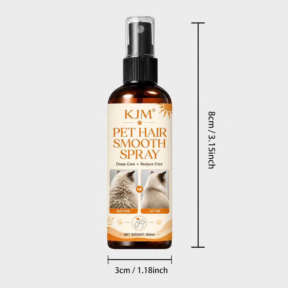 KJM 10 In 1 Pet Detangling Spray Leave-In Mist Dog Cat Plant Oil Aloe Vit