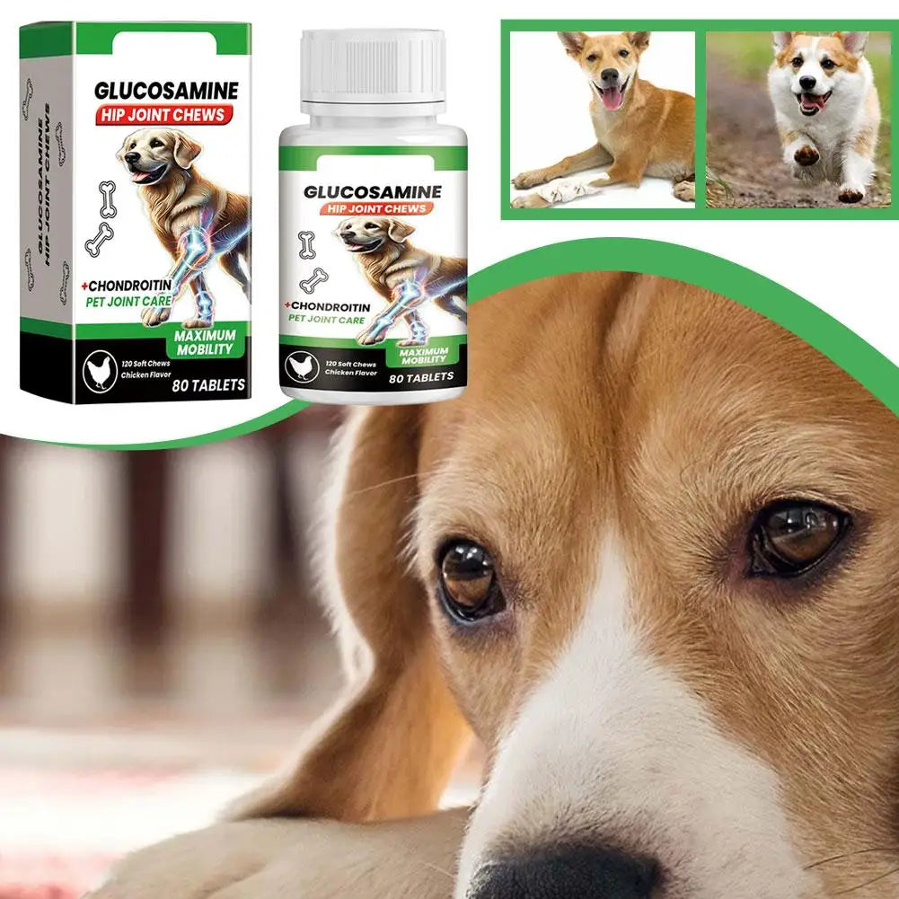 80 Tablets Pet Joint Care Soft Chews Supplement Glucosamine Pet Joint
