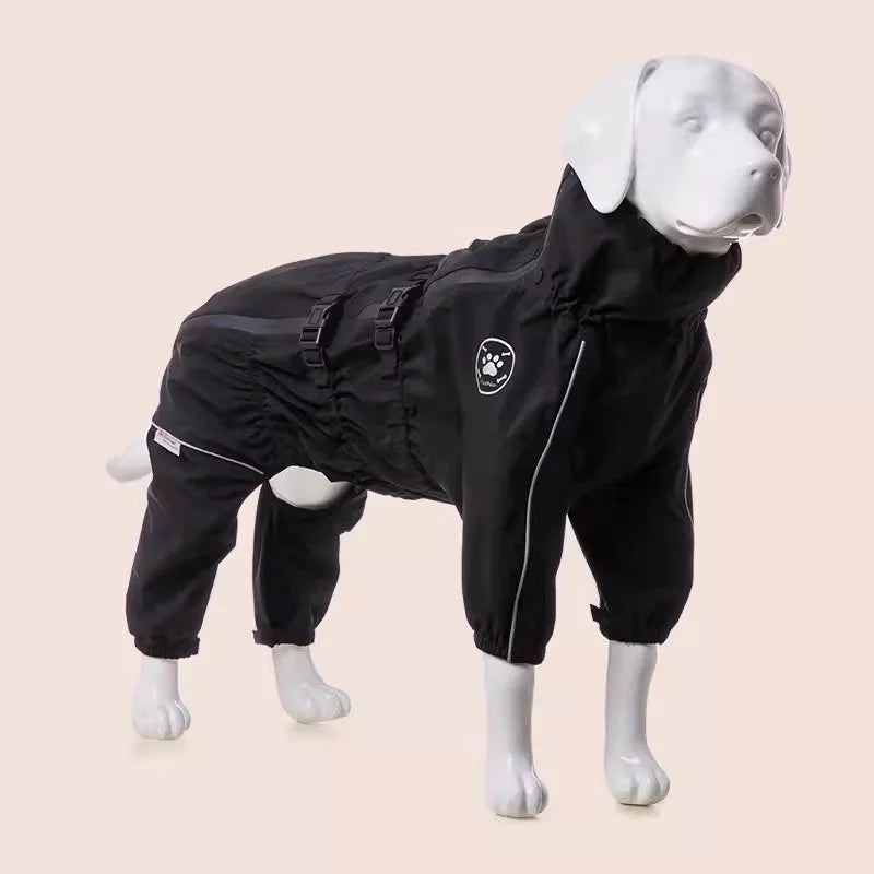 Waterproof Pet Dog Jacket Reflective Rain Dog Coat Red Dog Jumpsuits