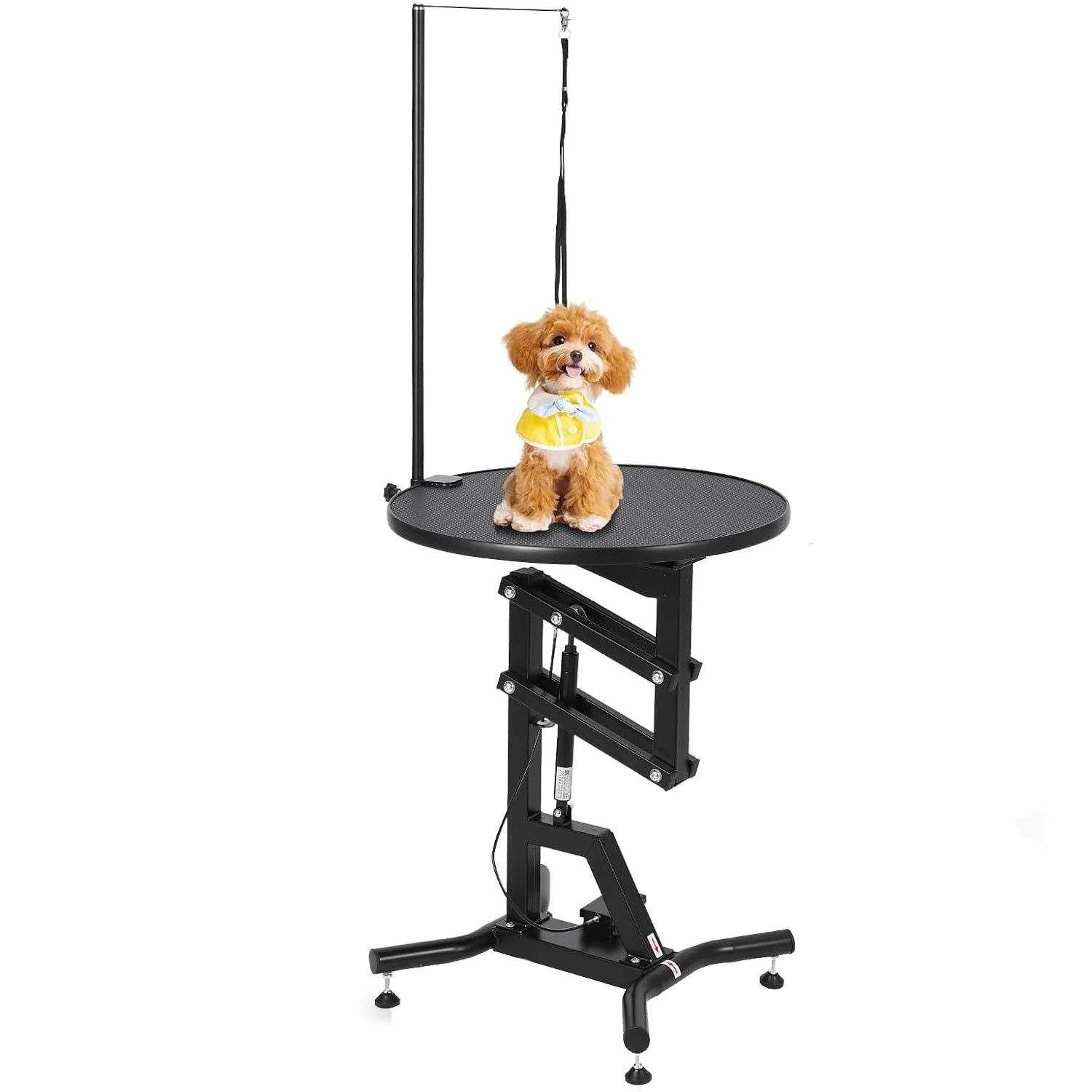 24in Hydraulic Lift Dog Grooming Table 360° Rotating Non-Slip Pet Station For Small Dogs Adjustable Arm Home Grooming Table
