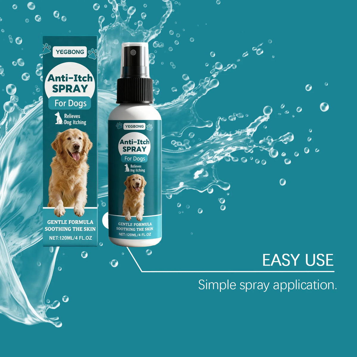 YEGBONG Dog Anti Itch Spray Gentle Skin Care Spray Soothe Irritated Skin Relieve Dog Itching