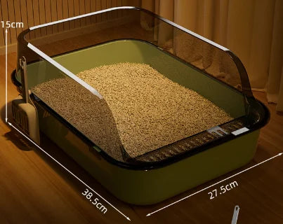 Semi-Enclosed Cat Litter Box Splashproof Kitten Toilet Tray