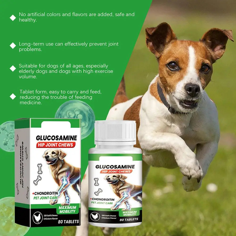 80 Tablets Pet Joint Care Soft Chews Supplement Glucosamine Pet Joint