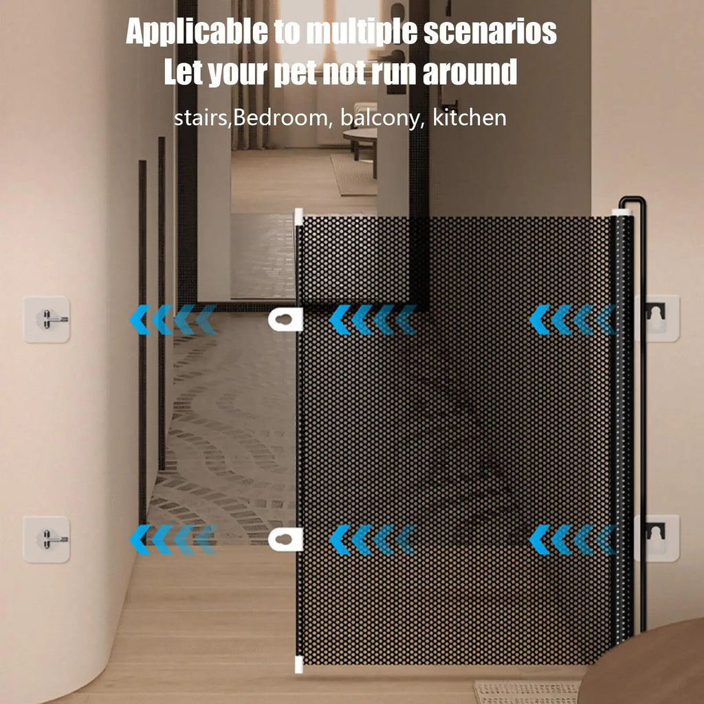 Retractable Pet Gate No Drilling Door Barrier Indoor Retractable Stair Barrier for Home