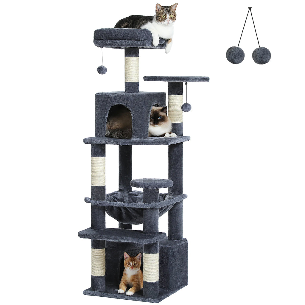 Large Cat Tree and Tower for Indoor Cats With Sisal-Covered Scratching Posts