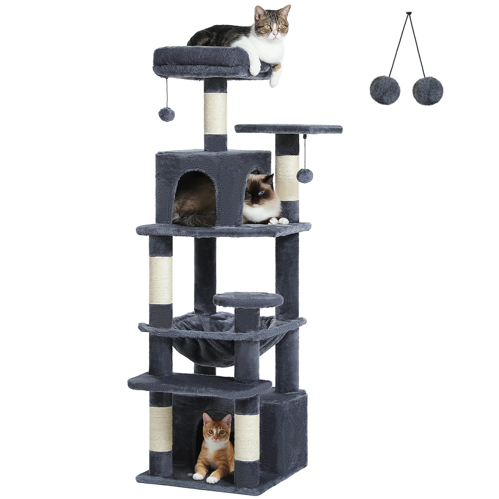 Large Cat Tree and Tower for Indoor Cats With Sisal-Covered Scratching Posts