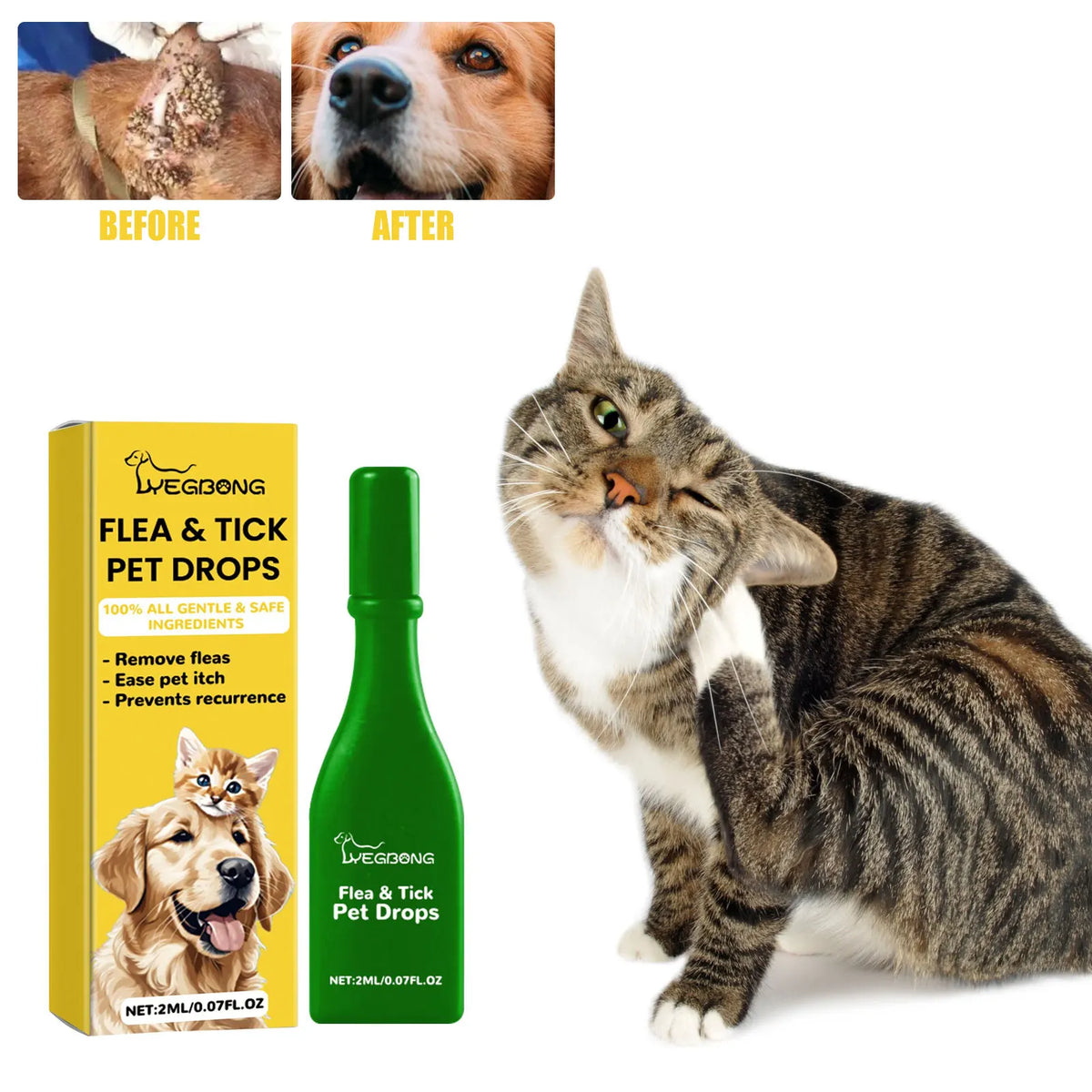 Cat Anti Flea Drops Flea Lice Remove Relieve Skin Itching External Insect Repellent