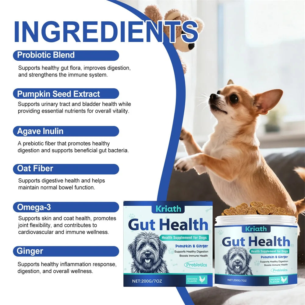 200g Formula Gut Health Supplement for Dogs Formulated Probiotic Chews