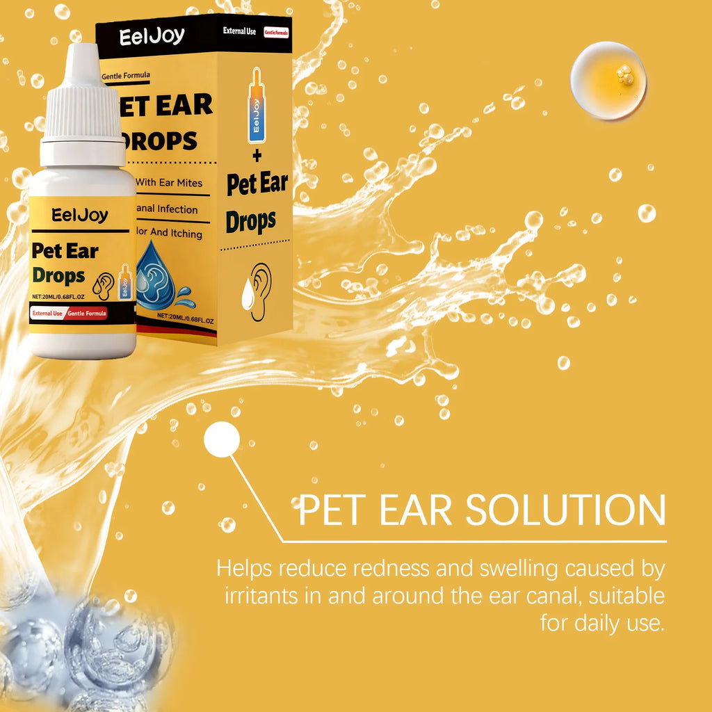 EelJoy Pet Ear Drops for Dog Cat Anti Itch Anti Mite Soothing Skin Moisturizing