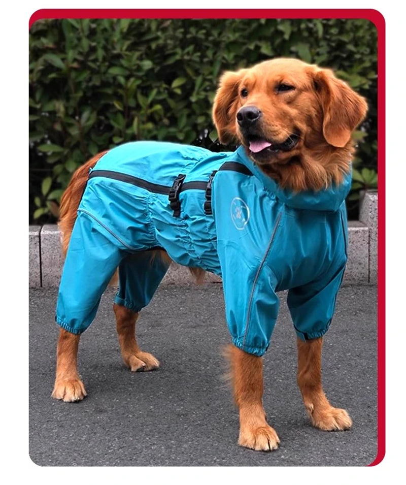 Waterproof Pet Dog Jacket Reflective Rain Dog Coat Red Dog Jumpsuits