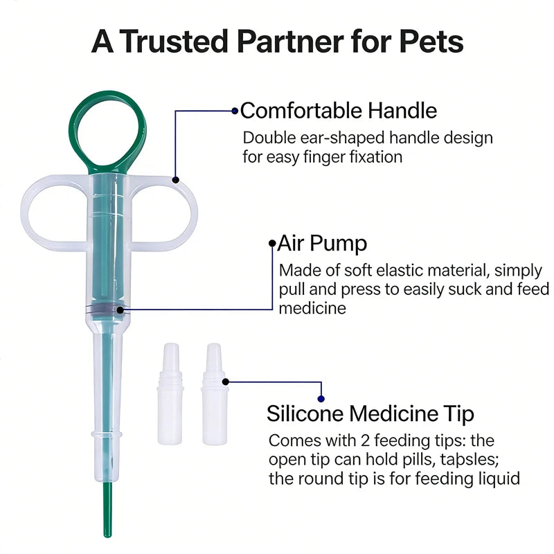 Pet Medicine Dispenser Cat Tablet Syringe Feeder Soft Tip Multi-Purpose Feeder