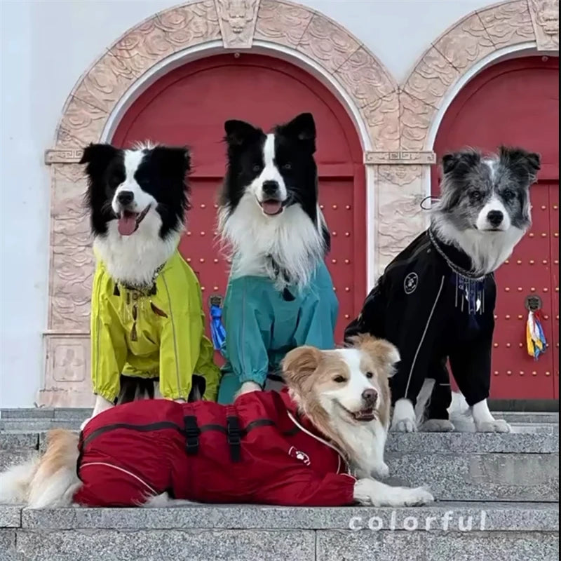 Waterproof Pet Dog Jacket Reflective Rain Dog Coat Red Dog Jumpsuits
