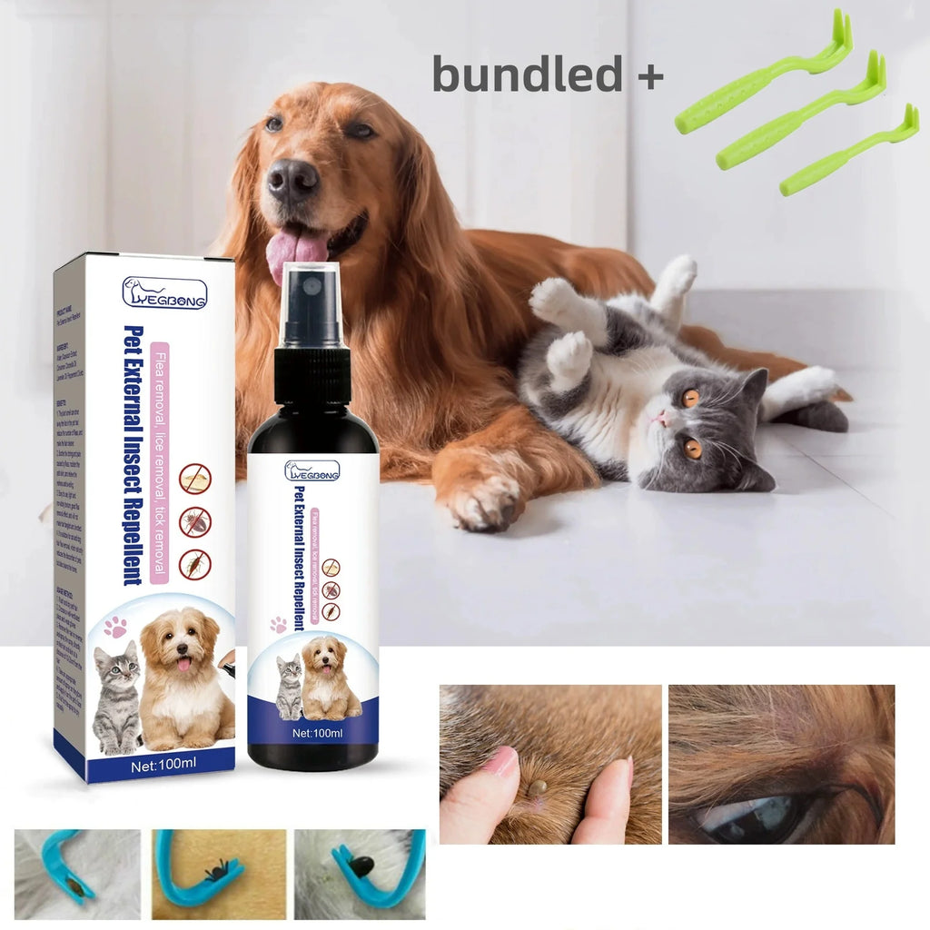 Pet Flea Removing Spray for Cats and Dogs Skin Cleaning for Pets External Lice Repelling