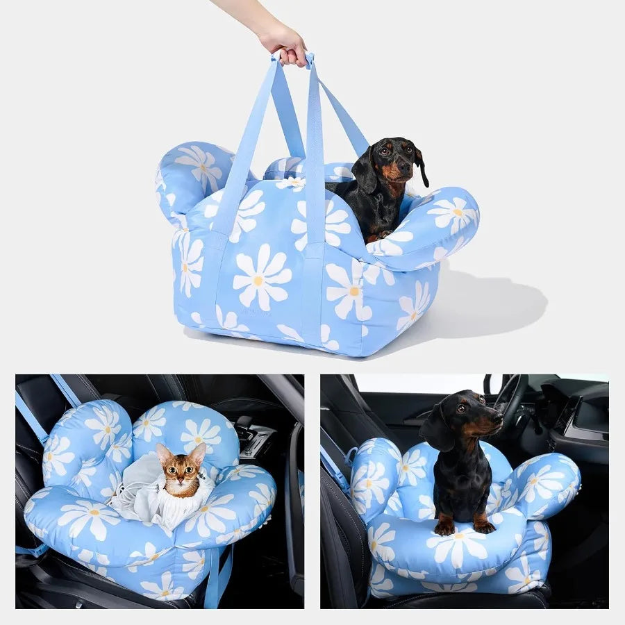 Portable and Washable Pet Car Seat for Small Dogs and Cats Compact Travel Carrier Bed with Safety ClipOn Leash for Secure and C