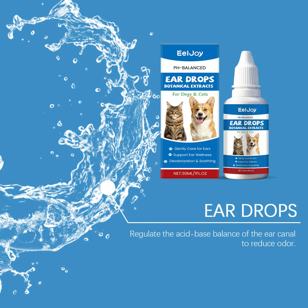 EelJoy Pet Ear Drops Dissolve Ear Wax Odor Remover Anti Itching Natural Non Irritating