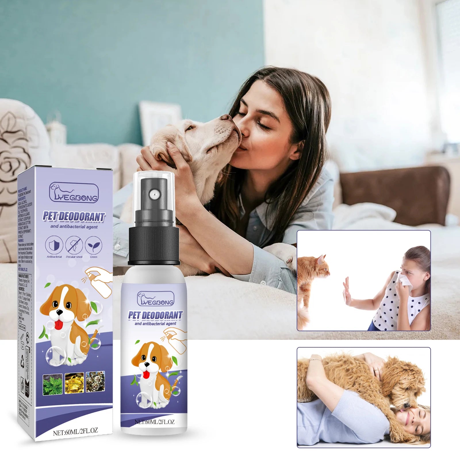 Pet Deodorizing Spray Remove Odor Dogs Cats Urine Body Odor Feces Odor Removal Air Freshening