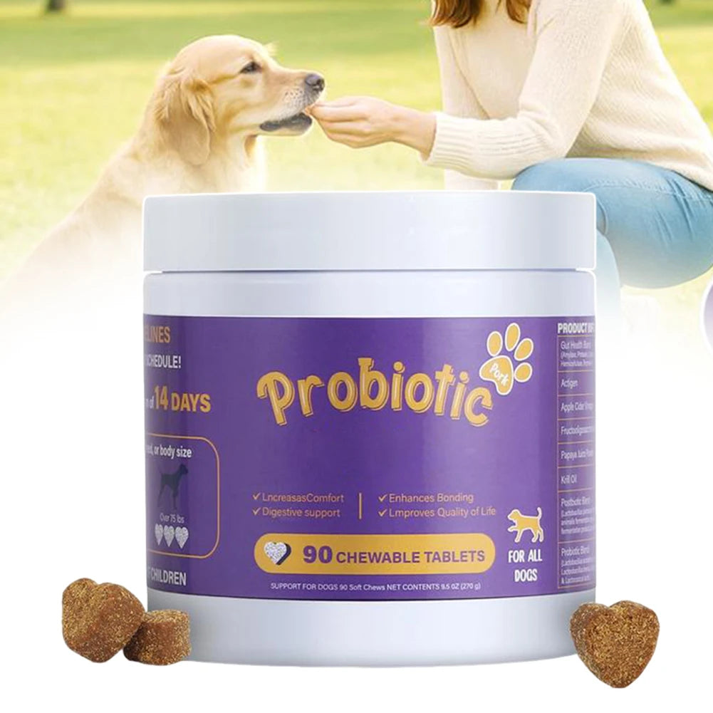 Probiotics Supplements for Dogs 90 Count Digestive Enzymes